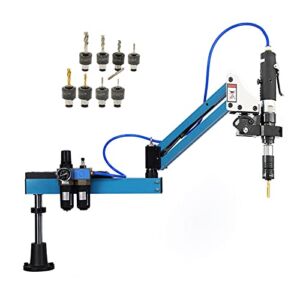Pneumatic Tapping Machine, DEJUN 360° Multi-directions Pneumatic Air Tapper Universal Flexible Arm Drilling Threading Machine M3-M12 Tap Collets with Taps