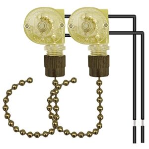 2 Pack Dotlite Ceiling Fan Switch UL Listed ZE-109 Ceiling Light Pull Chain Switch Cord Appliances Light Control Switcher Replacement Parts Compatible with Ceiling Fans Wall Lamps (Bronze)