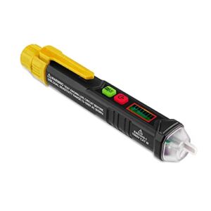 Voltage Tester, Non-Contact AC Voltage Tester Pen with Dual Range AC 12V-1000V/48V-1000V Live/Null Wire Tester, Electrical Tester with LCD Display, Buzzer Alarm, Wire Breakpoint Finder