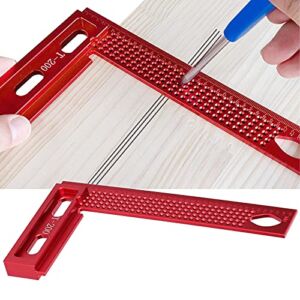 90 Degree Positioning Squares T-200 Framing Ruler L Square Ruler Metal Square for Woodworking Tailor Picture Frame Craft Tool Drawing Measuring Supplies Wood Working Tool Red
