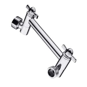 BRIGHT SHOWERS Brass Shower Arm Extender for Rain and Handheld Shower Head, 5 Inch Universal Shower Head Extension Arm, Height & Angle Adjustable, Chrome