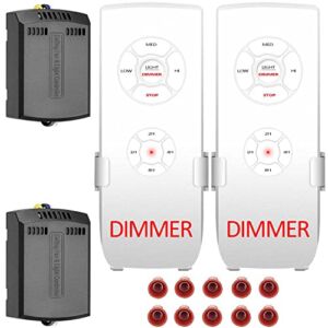 Ceiling Fan Remote Control and Light Dimmer Switch, 2 Pack Small Size Universal Remote Receiver Kits, Fan Speed Incandescent LED Lamps Dim Remote Replacement for Hunter Hampton Bay Honeywell and More