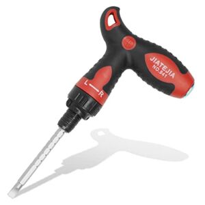 Ratcheting Screwdriver Set With Double End Bits, Cushion Grip Handle, Muti-purpose Tool With #2 Phillips, 6mm Slotted Head Bits