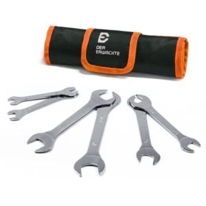 Der Erwachte Super-Thin Open End Wrench Set, SAE, 6-Piece, Including 3/8″, 7/16″, 1/2″, 9/16″, 5/8″，11/16″, 3/4″, 13/16″, 7/8″, 15/16″, 1″, 1-1/16″, Slim Wrench Set with Rolling Pouch