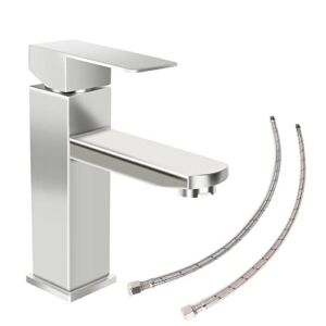 Bathroom Sink Faucets Single Handle, Brushed Nickel Bathroom Sink Faucets for Sink 1 Hole