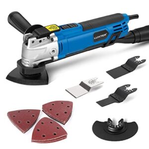 LUXTER Oscillating Tool, 2.5-Amp Multi Tools with 3°Oscillation Angle, 6 Variable Speeds，Auxiliary Handle, 35 pcs Saw and other Accessories