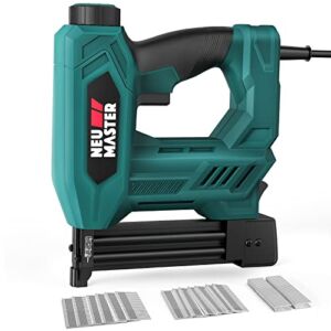 Upgraded Brad Nailer, NEU MASTER 2 in 1 Electric Staple Gun/Nail Gun for Wood, Upholstery and DIY Projects, 1/4” Narrow Crown Staples 200pcs and Nails 800pcs Included