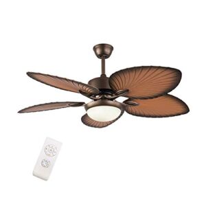 52″Farmhouse Ceiling Fan Breeze Tropical Coastal Outdoor Ceiling Fan with Light LED Remote Control Oil Brushed Bronze Palm Leaf Damp Rated for Patio Exterior House Porch Gazebo Garage Barn