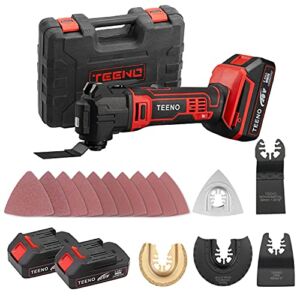 TEENO 20V MAX Cordless Oscillating Tool Multi-Tool Kit with Variable Speed, LED Light,15 Piece Accessories Set- Two 2.0Ah Lithium-Ion Battery and Charger Included