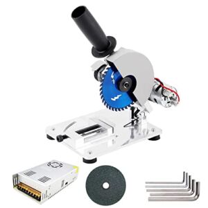 Mini Table Chop Saw 360W Portable Small Miter Cut Off Saw with Two 4″ Blades for Wood Crafts, Hardwood, Thin Metal Cutting, 0-45° Angle and Height Adjustable