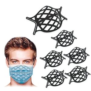 Large 3D Silicone Face Mask Bracket Smooth Breathing Natural Silicone Mask Support Frame Mask Support Frame is The Internal Support Frame of The Mask 【Black】【6pack】