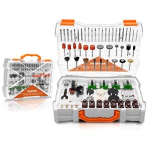 Towallmark Rotary Tool Accessories Kit 300-Piece Universal 1/8 Inch Diameter Shank Fitment with Drill Bits for Easy Cutting, Grinding, Sanding, Sharpening, Carving and Polishing