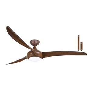 Minka Aire F848-DK Light Wave LED 65″ Brown Low Profile Ceiling Fan with Light, Remote Control and 3.5 Inch Downrod