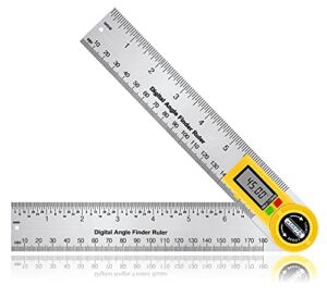 Digital Angle Finder Protractor, 2 in 1 Angle Finder Ruler With 7 inch/200mm Stainless Steel Angle Measuring Tool Large LCD Display Protractor for Woodworking, Construction