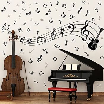 Music Wall Stickers Decals Music Note Wall Decor Removable Notation Band Wall Decals Vinyl Mural Wallpaper DIY Home Decor for Classroom Living Room Bedroom Kids Music Studio Decoration | The Storepaperoomates Retail Market - Fast Affordable Shopping