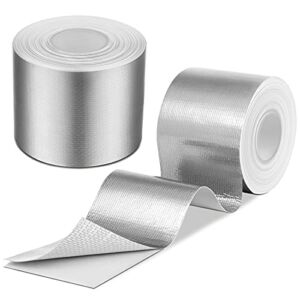 2 Inch x 32.8 ft Heat Shield Tape Cool Tapes Aluminum Foil Heat Reflective Adhesive Heat Shield Thermal Barrier Foil Tape Self-Adhesive Heat Resistant Tape for Hose and Auto Use, 2 Rolls (Silver)