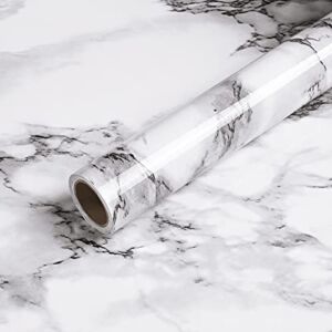 Caltero Marble Wallpaper 15.7″ x 118″ Marble Contact Paper Black White Grey Granite Wallpaper Peel and Stick Marble Self Adhesive Paper for Countertop Cabinets Kitchen Bathroom
