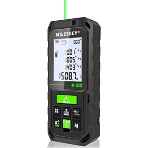 Laser Measure Green Beam 229ft, MiLESEEY Laser Tape Measure with Angle Sensor IP65, Pythagorean, Distance, Area, Volume Measuring, ±1/16in Accuracy, Laser Measurement Tool