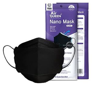 Black AirQueen Nano Fiber Filter Face Safety Mask for Adult, Individually Packaged, Made in Korea [Pack of 10]