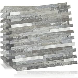 DICOFUN 10-Sheet Peel and Stick Backsplash Wall Tile, PVC Kitchen Backsplash Peel and Stick in Distressed Wood, 9.4 sq.ft