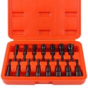 HORUSDY 15-Piece Magnetic Hex Nut Driver Set, 1/4″ Hex Shank, Metric and SAE, Cr-V Steel