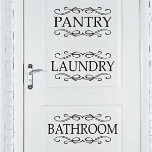 3 Pieces Laundry Room Vinyl Wall Stickers Pantry Vinyl Wall Decal Bathroom Wall Decals Stickers Laundry Pantry Bathroom Door Decal Art Signs Wall Quote Sticker for Room Decoration Supplies