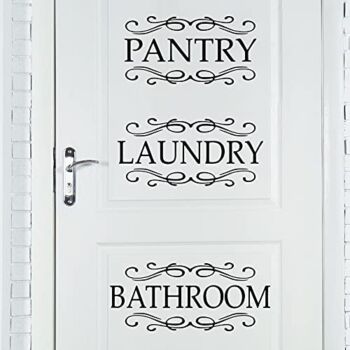 3 Pieces Laundry Room Vinyl Wall Stickers Pantry Vinyl Wall Decal Bathroom Wall Decals Stickers Laundry Pantry Bathroom Door Decal Art Signs Wall Quote Sticker for Room Decoration Supplies | The Storepaperoomates Retail Market - Fast Affordable Shopping