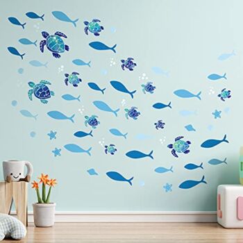 2 Sets Vinyl Sea Turtles Wall Stickers Ocean Wall Decals Ocean Bubbles Stickers DIY Under The Sea Party Decorations for Bathroom Toilet Bedroom Nursery Room Children Room Living Room | The Storepaperoomates Retail Market - Fast Affordable Shopping