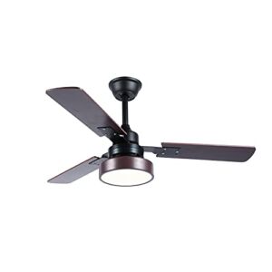 PASUTO 52 Inch Wood Ceiling Fan with Light, Indoor/Outdoor 3 Blade Ceiling Fans with LED Light and Remote Control (Brown)