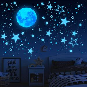 Glow in The Dark Stars for Ceiling, 1049PCS Wall Stickers Inculding Moon and Stars Decor, Glow in The Dark Wall Decals for Kids Room