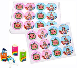 240 Pcs Cocomel Birthday Party Sticker, Baby Shower Birthday Party Decoration, Party Supply for Kid Candy Bag Sticker Party Gift Bag Sticker, Cake Box Sticker Cartoon Decal Laptop Skateboard Computer