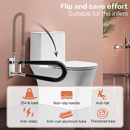 1 Pack Flip Up Grab Bar for Bathroom, Toilet Safety Rail for Elderly, Toilet Grab Bar for Elderly for Wall, 24 Inch Non-Skid Toilet Handicap Grab Bar Handicap Rail for Home Hotel Disabled Pregnant | The Storepaperoomates Retail Market - Fast Affordable Shopping
