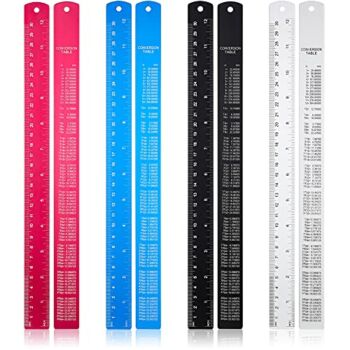 4 Pieces Metal Ruler Stainless Steel Aluminum Ruler Metal Straight Edge Ruler Kit with Conversion Table Measuring Device Tool for Student School Office Supplies, 12 Inch Black Silver Blue Rose Red | The Storepaperoomates Retail Market - Fast Affordable Shopping