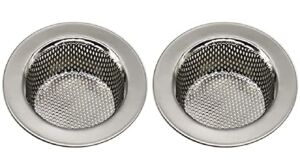 FMH Stainless Steel Sink Strainer – one pair drain protector traps, wide rim, punched metal basket