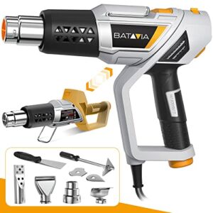 BATAVIA Heat Gun, 2 in 1 Fast Heating Hot Air Gun 1500W 122℉~1112℉(50°C~600°C) Overheat Protection for Crafts, Shrink Tubing, Epoxy Resin, Vinyl Wrap, Soldering, Candle Making PLD2382S