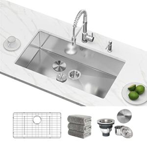 Kitchen Sinks 32×18 inch Undermount Kitchen Sink Stainless Steel Sink 16 Gauge Single Bowl Kitchen Sinks with Accessories