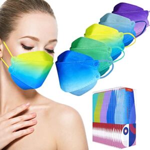 Sheal 50PCS 3D Disposable 4-Layer Face Masks For Adult 5-Different Gradient Colors Design, Every Piece Individually Packaged
