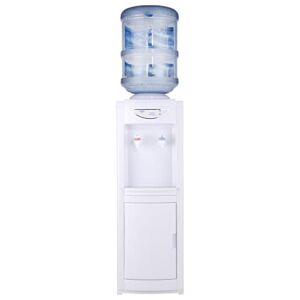 Water Cooler Dispenser, Hot&Cool Top Loading Water Dispenser 5 Gallons Water Coolers with Child Safety Lock Removable Drip Tray & Storage Cabinet