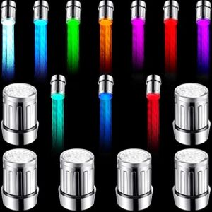6 Pieces LED Water Faucet Light Color Changing Faucet for Kitchen and Bathroom, 34 x 25 mm
