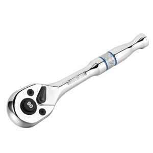 DURATECH 1/4-Inch Drive Ratchet Handle, Ratchet Wrench, Socket Wrench, 90-Tooth, Quick-release Reversible, Chrome Alloy Made