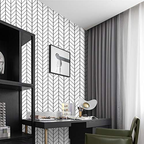 Herringbone Peel and Stick Wallpaper Boho Black and White Peel and Stick Wallpaper Wall Paper Sticker Pull and Stick 17.7”×393” Line Up Easily for Home Decoration | The Storepaperoomates Retail Market - Fast Affordable Shopping