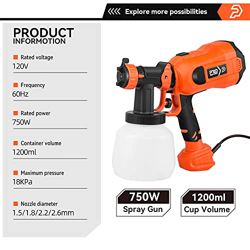Paint Sprayer, Prostormer 750 Watt High Power HVLP Spray Gun, 1200ml Container, 4 Nozzles, Easy Spraying and Cleaning | The Storepaperoomates Retail Market - Fast Affordable Shopping