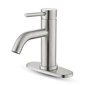 Easy DIY Optimum Size Bathroom Faucet with Optional Deck Plate 4 Inch Centerset Brushed Nickel Bathroom Sink Faucet Presents A Cleaner Look to Bathroom, RV, Farmhouse