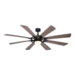 Burlington 68-in Bronze Farmhouse Windmill Indoor Outdoor Ceiling Fan with LED Light Kit and Remote