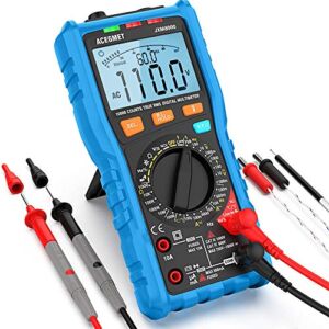 Digital Multimeter, TRMS 10000 Counts Multimeter Tester Auto and Manual Ranging, AC/DC Current Volt Meter Measures Resistance, Frequency, Temp with Probe with NCV, Flashlight and LCD Backlit Display