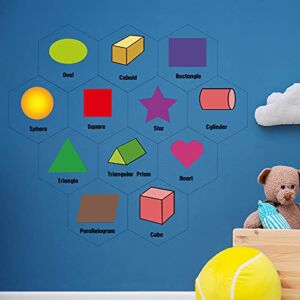12 Pieces Shape Hex Wall Decals Removable Wall Decals Wall Stickers for Kids Nursery Bedroom Living Room Decoration