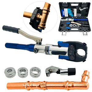 IBOSAD Copper Tube Fittings Hydraulic Pipe Crimping Tool with 1/2 inch,3/4 inch and 1 inch Jaw Copper Pipe Propress Crimpers Pressing Pliers,Suit for Narrow Space and Tee Fitting，Hydraulic drive