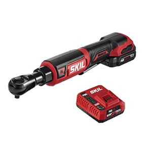 SKIL PWR CORE 12 Brushless 12V 3/8 Inch Ratchet Wrench Kit Includes 2.0Ah Lithium Battery and PWR JUMP Charger – RW5763A-10