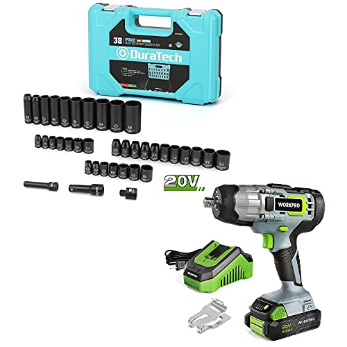 WORKPRO 20V Cordless Impact Wrench and DURATECH 38 Piece 1/2&3/8 Inch Drive Impact Socket Set | The Storepaperoomates Retail Market - Fast Affordable Shopping