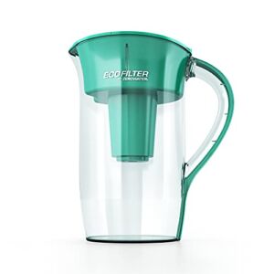 EcoFilter from ZeroWater 10 Cup Filtered Pitcher and High Capacity Water Filter ZP-010ECO, No Plastic Shell, Chlorine Reduction, Clear and Green
